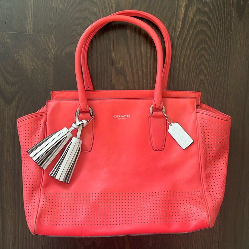 COACH coral tote